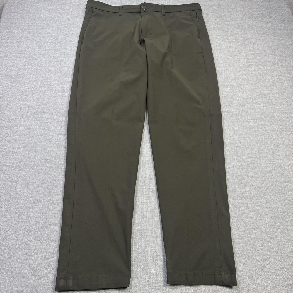 Lululemon Commission Slim Fit Warpstreme Chino Pants Mens 38x32 Green Stretch